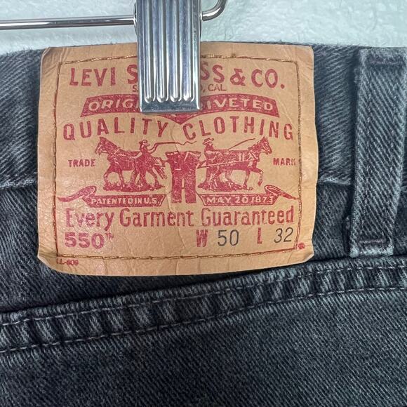 Levi's Mens 550 Jeans Size 50x32 Tag (25" Actual) Black Relaxed Fit Denim Pants - Picture 4 of 6